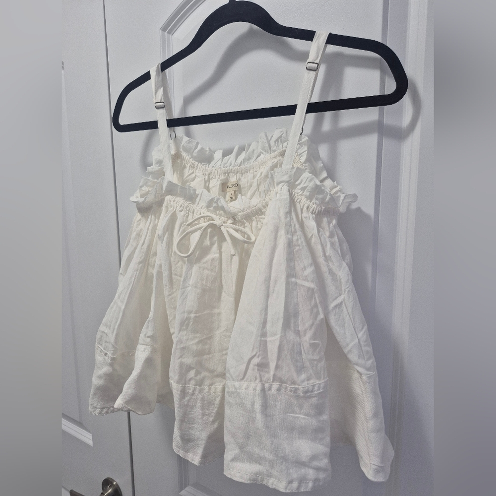 Pilcro By Anthropologie White Ruffled Camisole, Size Small - Picture 4 of 8